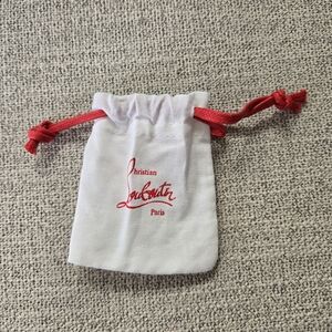 Christian Louboutin White and Red Drawstring Pouch